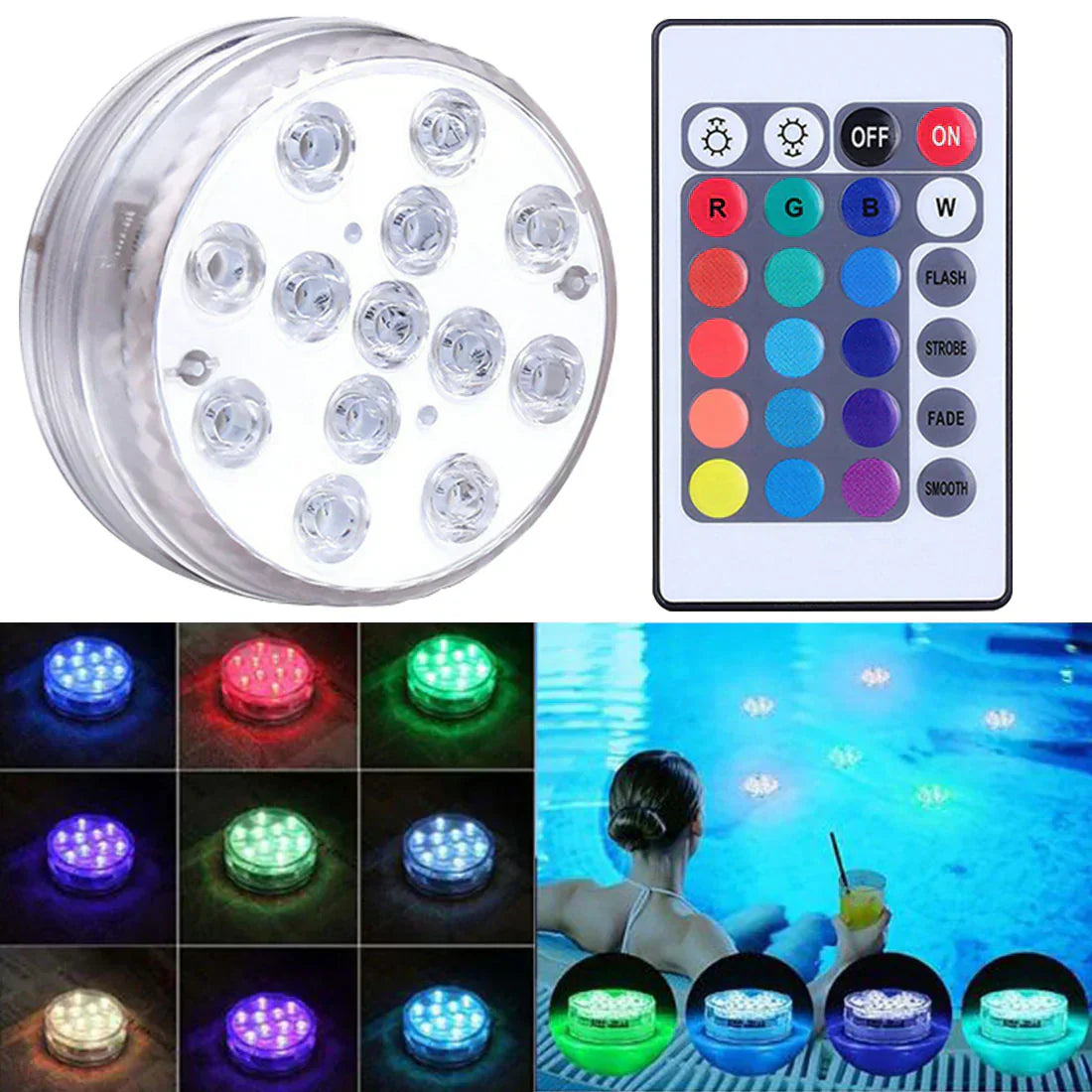 Lámpara Subacuática LED RGB con Control Remoto