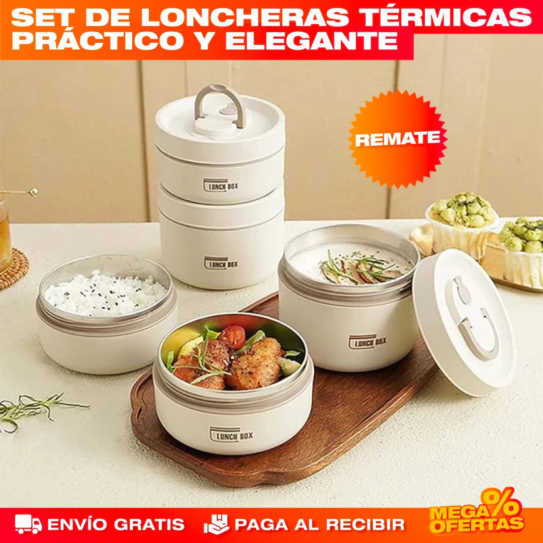 [OFERTA] Portacomidas y Lonchera Térmica - Set x4 🔥