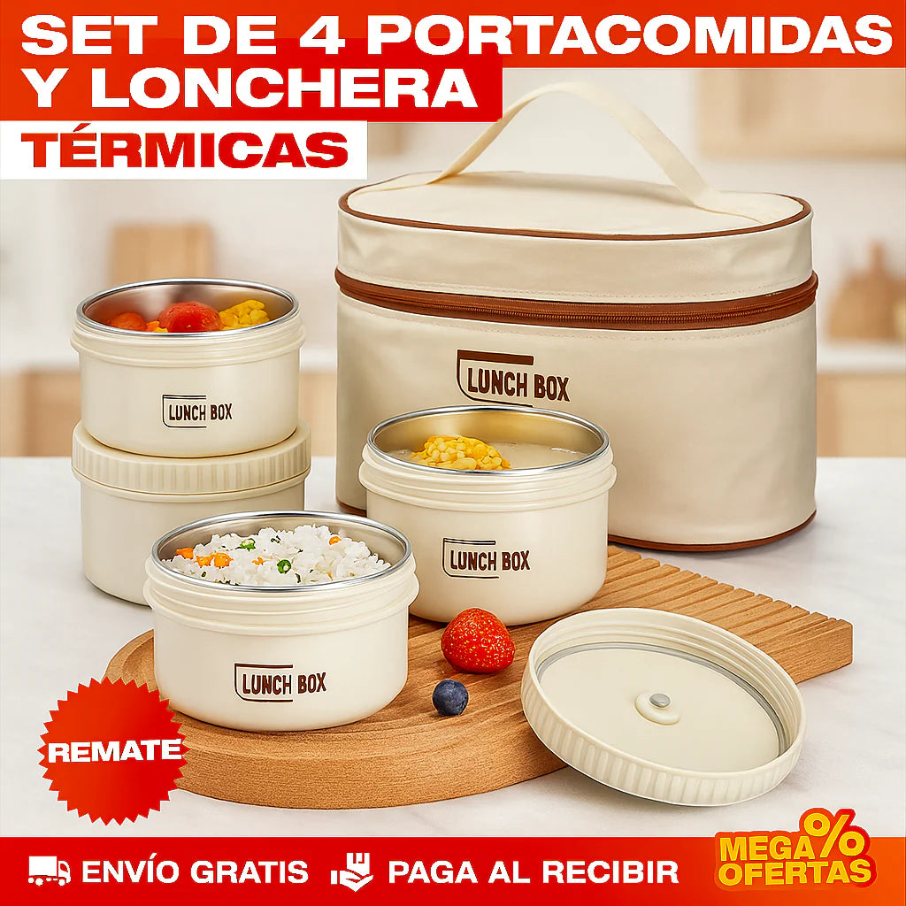 [OFERTA] Portacomidas y Lonchera Térmica - Set x4 🔥