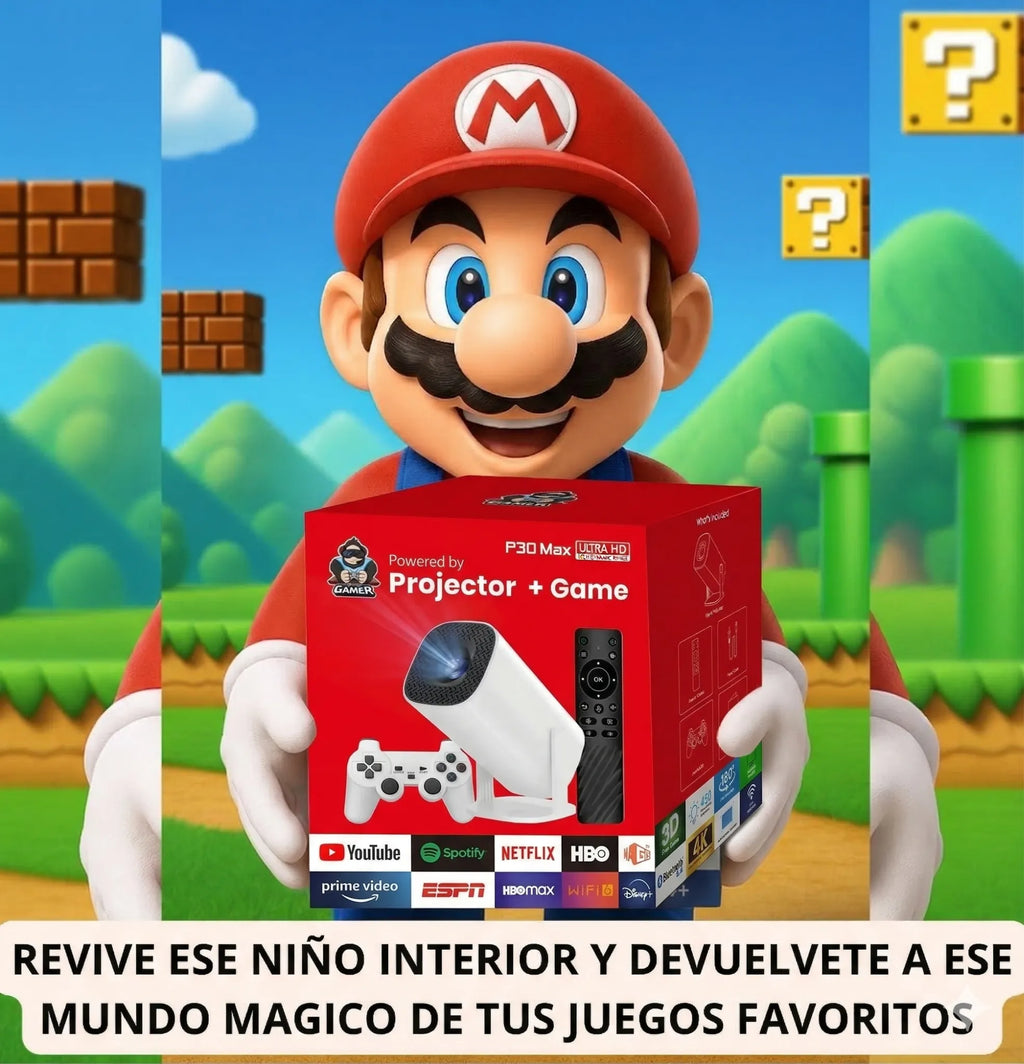 CineMax Proyector 2 en 1 – Cine y Juegos en Casa