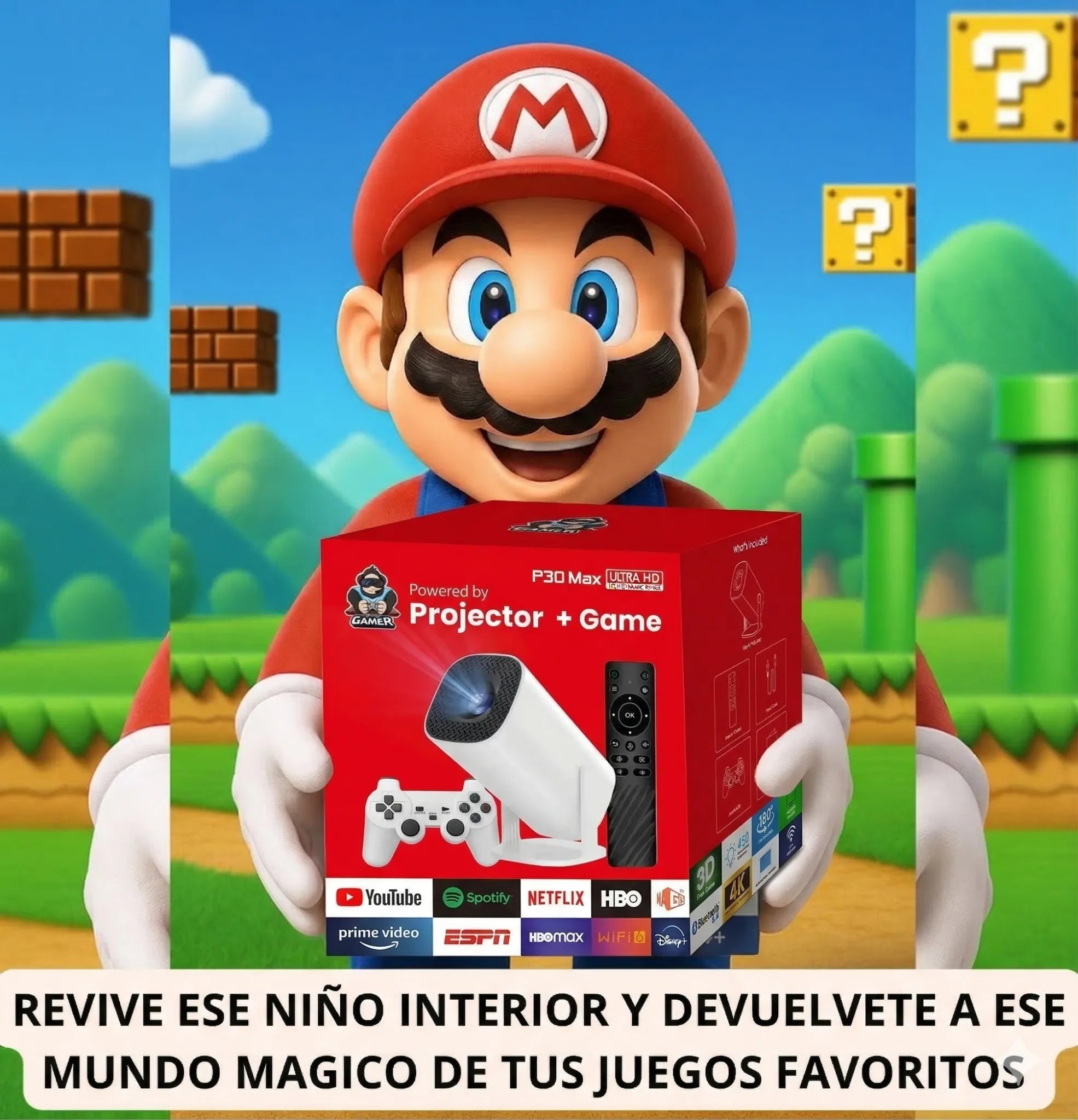 CineMax Proyector 2 en 1 – Cine y Juegos en Casa